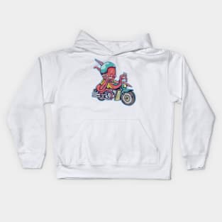 Octopus riding a motorcycle Kids Hoodie